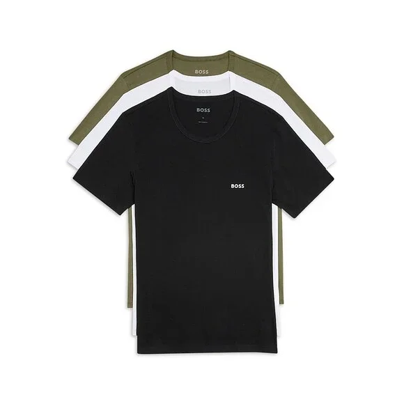 BOSS Cotton Crewneck Logo Embroidery T-Shirt Men's L Multi Short Sleeve - 3 Pack