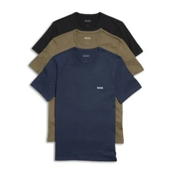 Boss Cotton Crewneck Regular Fit T-Shirt Men's M Multi Short Sleeve - Pack of 3