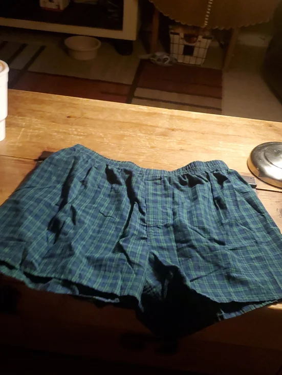 Green & Navy Plaid Lounge Shorts