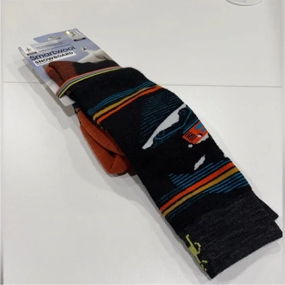 Smartwool Men's XL Snowboard Piste Machine Over The Calf Socks Black Yellow