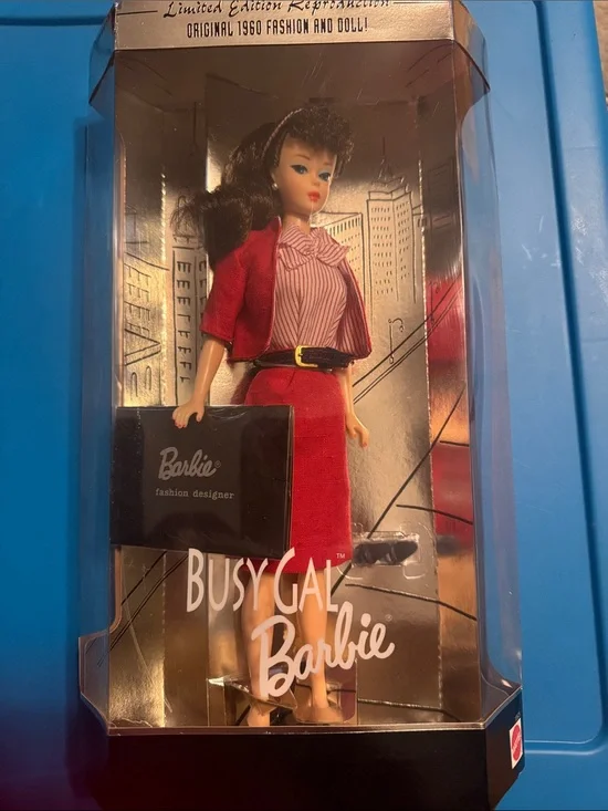 Barbie Busy Gal Fashion Designer Doll in Red Outfit with Black Accessories