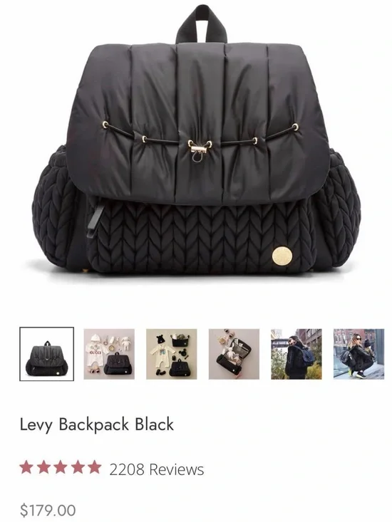 Happ- Levy Quilted Black Backpack Diaper Bag