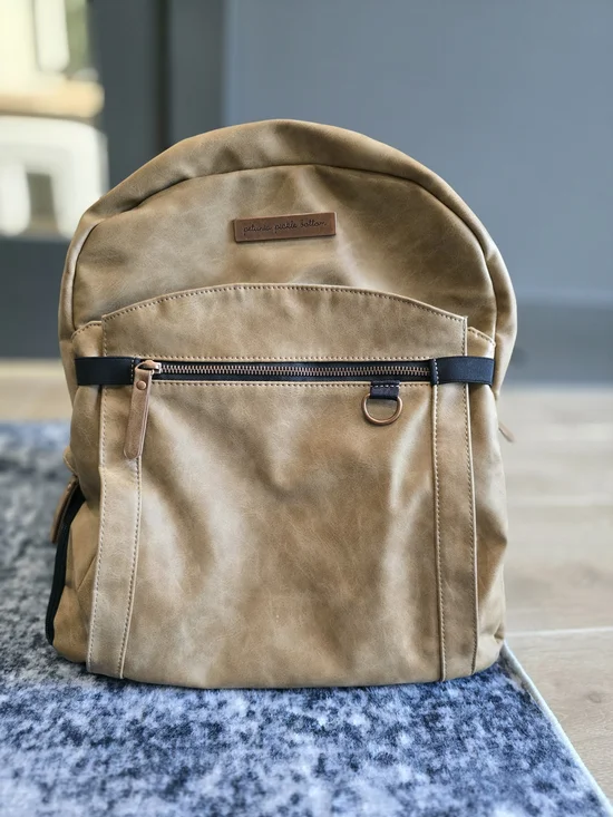 Petunia Pickle Bottom Tan Faux Leather Backpack Diaper Bag