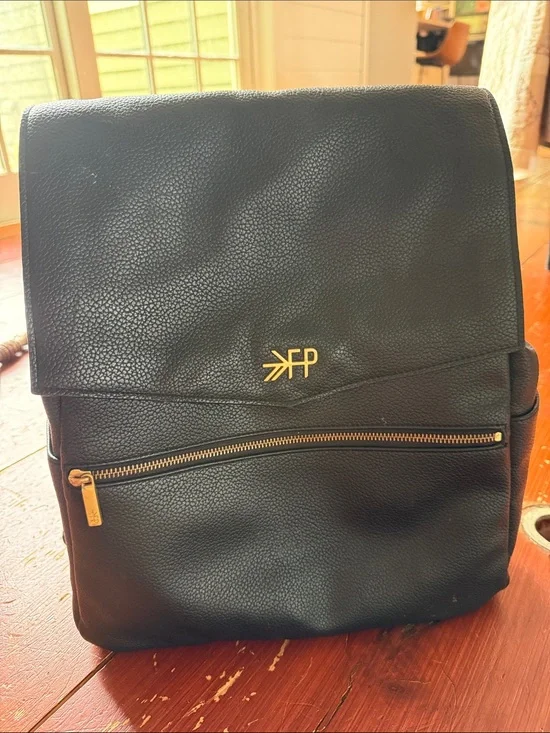 Freshly Picked Black Leather Diaper Bag