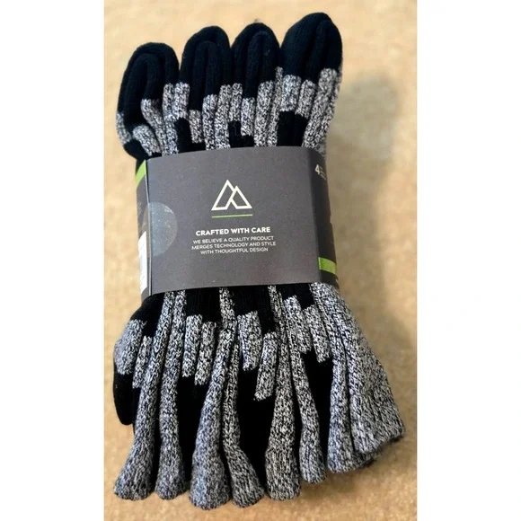Alpine Design Performance Hiking‎ Sock Men's Medium Black 4-Pak