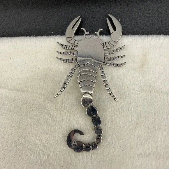 Vintage Scorpion Brooch Silver Tone Ocean Sea Life Large