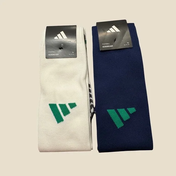 Adidas CU Adisock 23 Football Socks Mens Large White Navy Blue Green 2 Pair Pack
