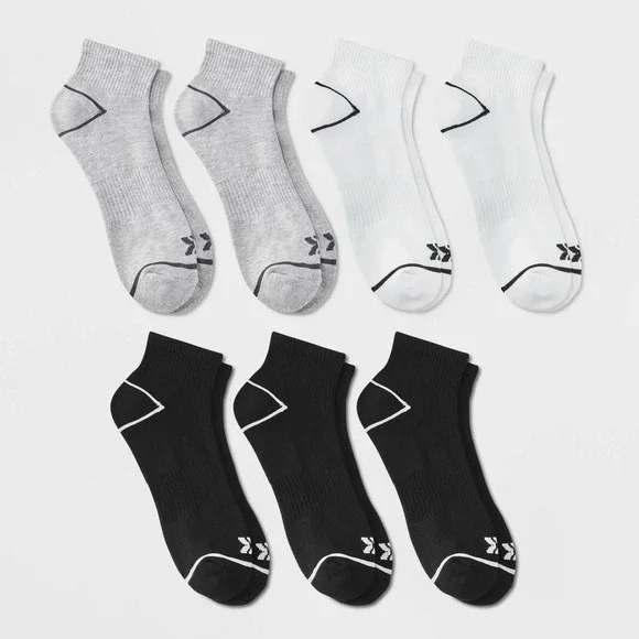 Men's Ankle Socks 6+1pk - All in Motion™ Black/Gray/White 6-12
