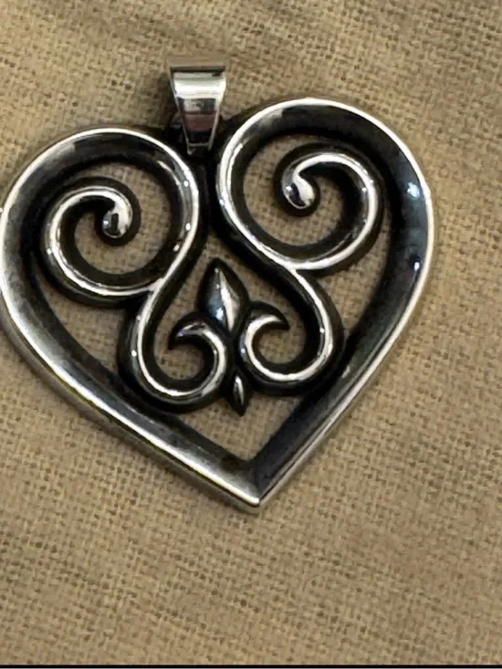 James Avery Silver Heart Filigree Brooch