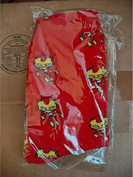 Official Marvel Licensed - Iron Man As Kid - Red  - Novelty Socks, 1PR, NEW