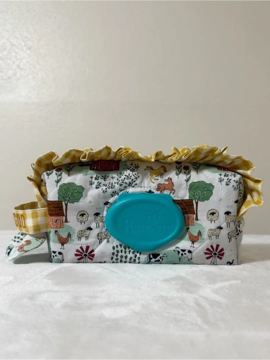 Handmade Pampers Wipes Pouch in “Child of God” Embroidered Handle