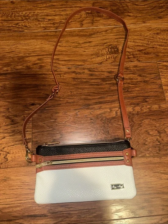 Itzy Ritzy Tricolor Crossbody Bag in White, Black & Tan