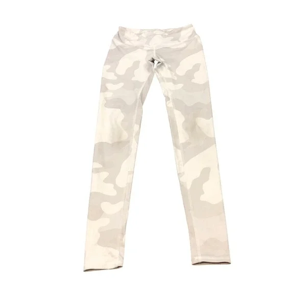 Alo Yoga Leggings Womens XXS White Gray Camo High Waist Full Length Activewear
