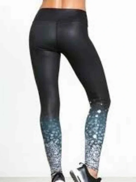 Alo Yoga Airbrush Mid Rise Graphic Leggings Black Silver Size M