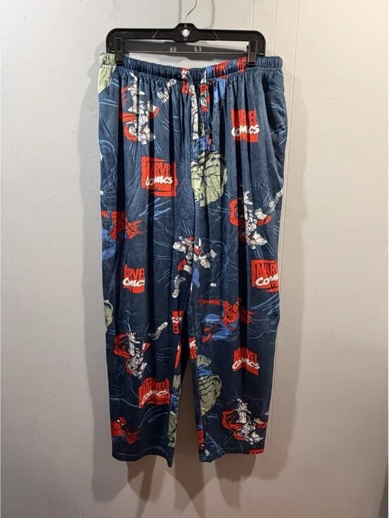 Mens Marvel Comics Pajama Pants Super Hero Print Blue