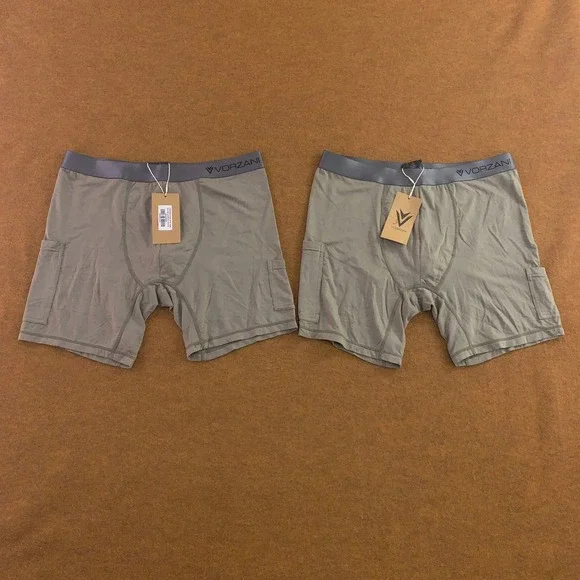 Vorzani Mens XL Green Norlad Reflective Silver Modal Pockets Boxer Brief 2pk NWT