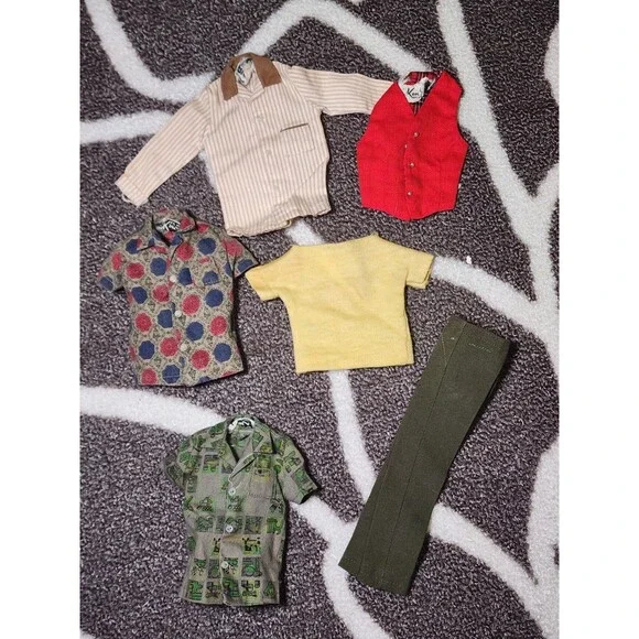 Vintage Ken Doll Clothing Lot 1960s Mattel Tagged Shirts Vest Pants Barbie
