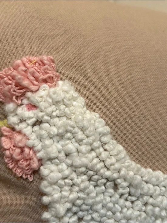 Plush Embroidered Chicken Family Pillow - Pink