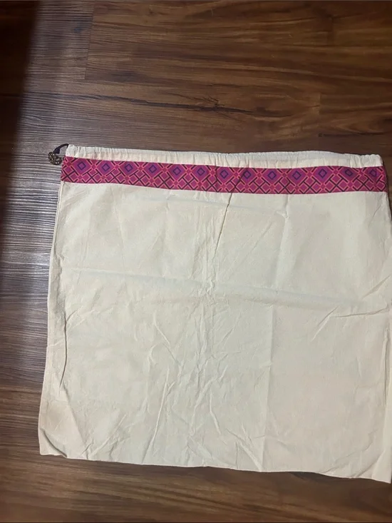 Tory Burch Cream Dust Bag with Pink Patterned Trim