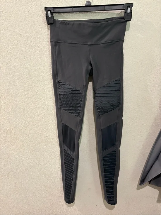 ALO Yoga Black Ribbed-Panel High-Waist Leggings