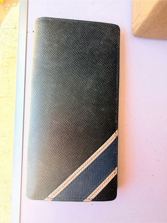 LOUIS VUITTON Taiga Brazza Portefeuille Long Wallet Ardoise M64012 Auth