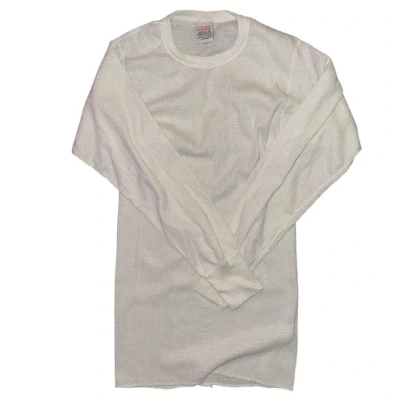 Vintage J.E. Morgan Thermax Waffle Knit Thermal Top Mens Large White Made in USA