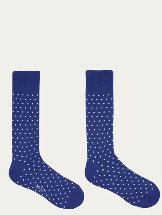 PAUL SMITH Men's Jeremy Polka Dot Crew Socks, Navy, One size, NWT