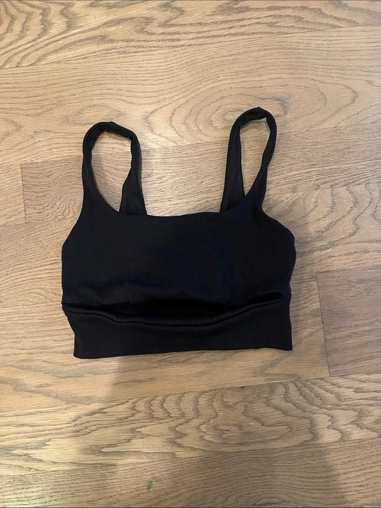 ALO Yoga Black Ribbed Sports Bralette