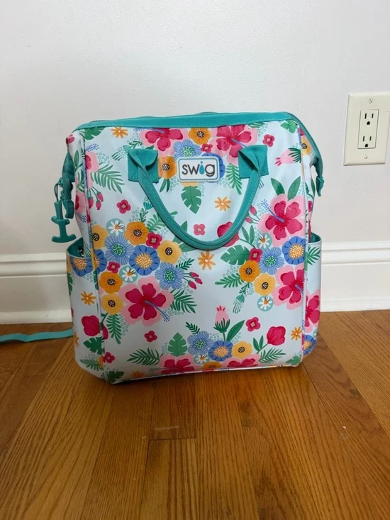 Swig Floral Baby Bag Tote in Teal & Multi
