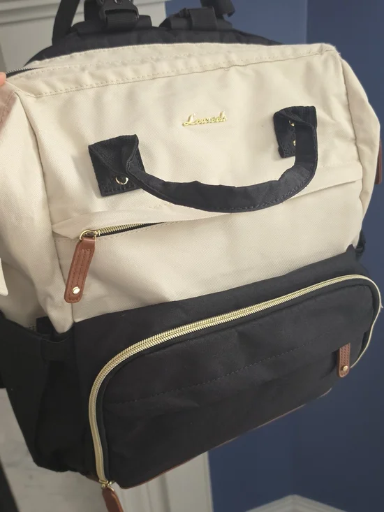 Lovevook Two-Tone Black and Cream Baby Bag Backpack