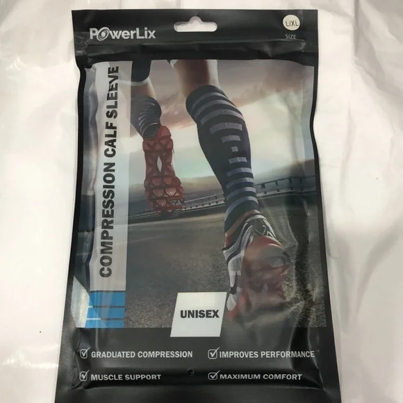 PowerLix unisex Calf Compression Supreme Shin‎ Splint Sleeves sz L/XL new-1 pair