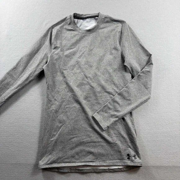 Under Armour Shirt Mens Small Gray Long Sleeve Crew Neck Base Layer Athletic
