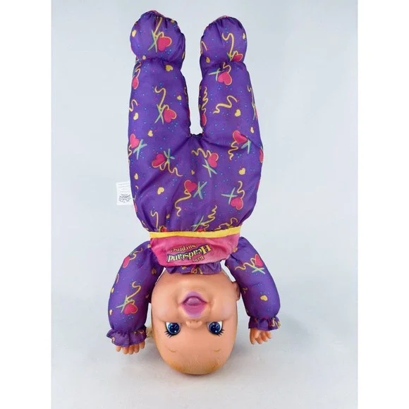 Toy Biz 1996 Baby Headstand Surprise Doll Purple Blonde Pig Tails Vintage 90s