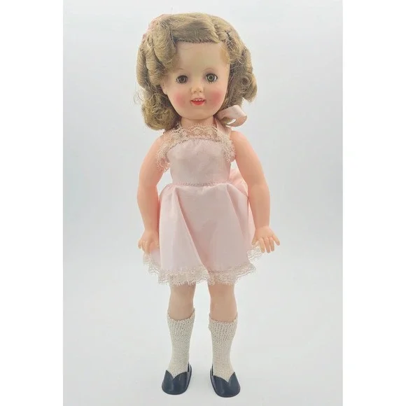 Vintage Shirley Temple Doll Ideal Toy Corp Pink Lace Dress Original Box 12in