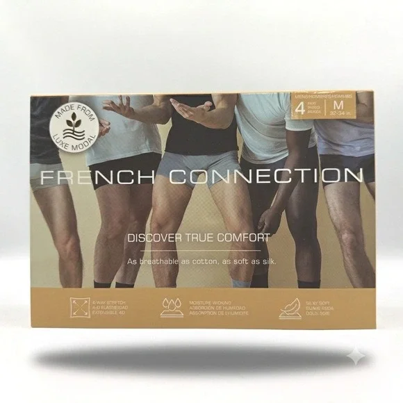 French Connection Boxer Briefs Mens Medium Black 4 Pack Luxe Modal 5