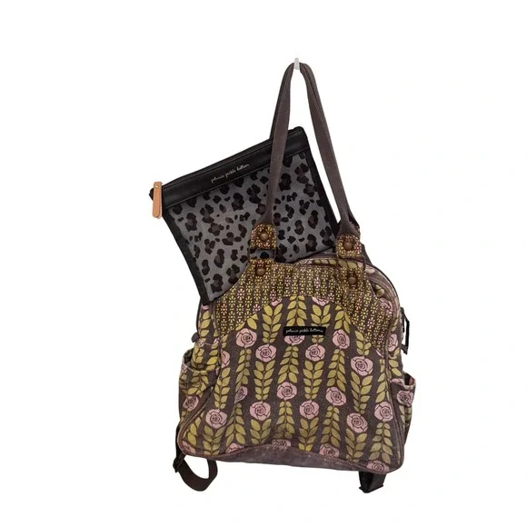 Petunia Pickle Bottom Backpack Floral  Convertible Tote and‎ pouch preloved