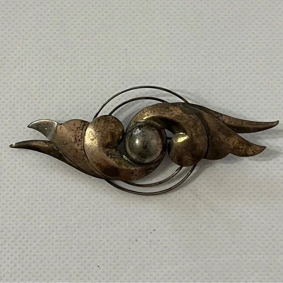 Vintage Sterling Silver Art Deco Modernist Brooch Art Nouveau