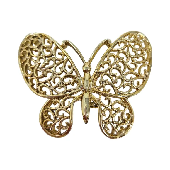 Vintage Gerry's Butterfly Brooch Gold Tone Filagree