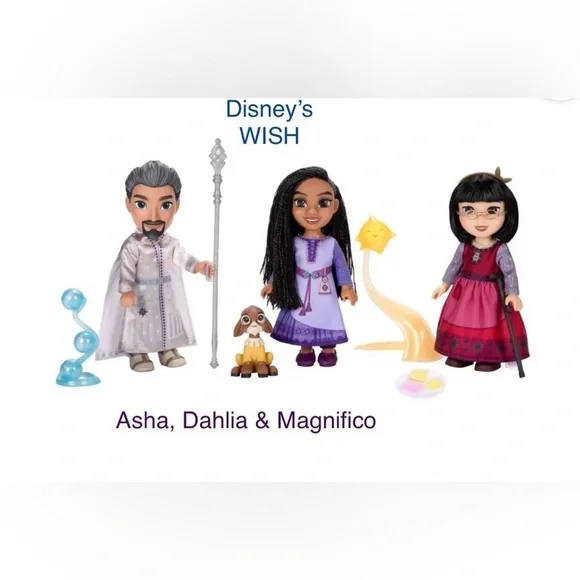 Disney Wish Doll Trio with Purple and Red Outfits