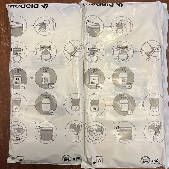 Medela Breastmilk Storage Bags 7oz 50 Count Total of 100 Bags. Brand lot of 2