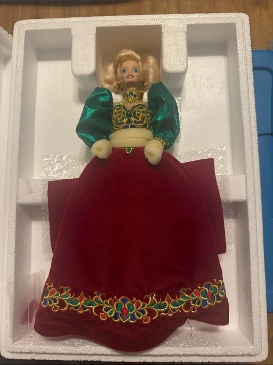 Barbie Red Velvet & Green Satin Holiday Doll