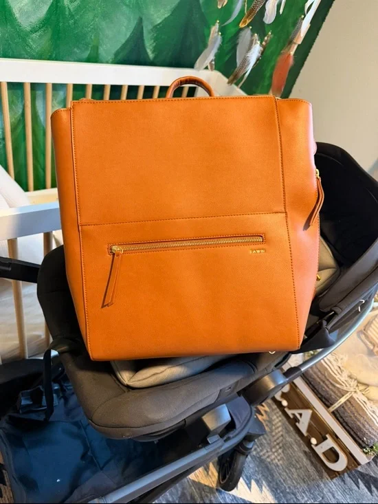 Fawn Design Tan Leather Backpack in Warm Tan with Gold Hardware