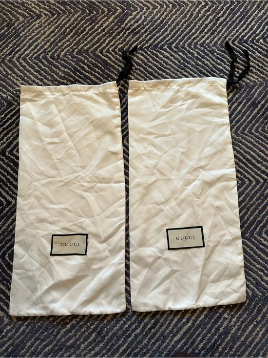 Gucci Shoe White Drawstring Dust Bags with Black Logo