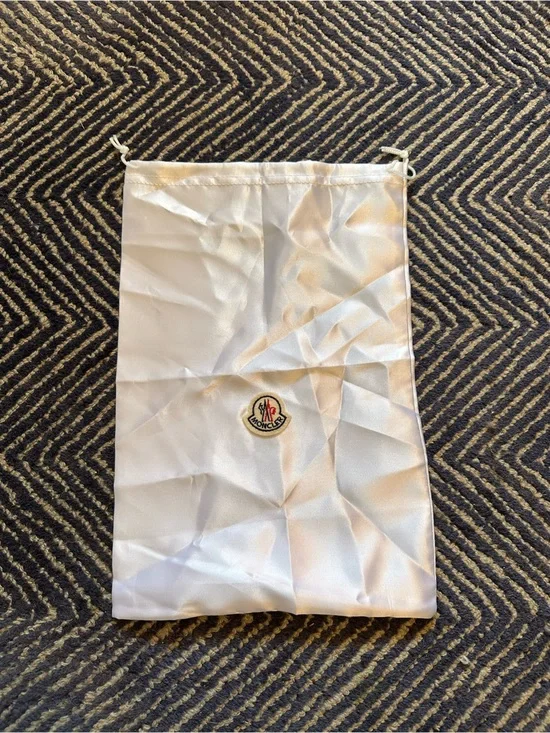 Moncler White Logo Drawstring Pouch