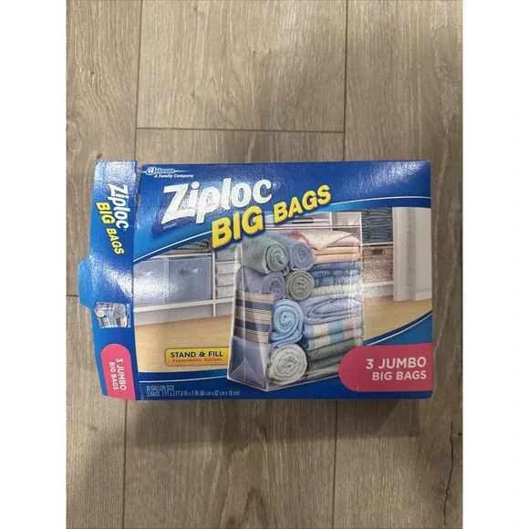 Ziploc Big Bags Discontinued Heavy Duty XXL 20 Gallon 2' x 2.7' 1 Used 2 New‎