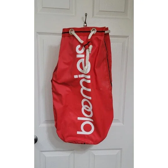 Vintage BLOOMIE'S Bloomingdales Red Duffle Carry Drawstring‎ Laundry Bag