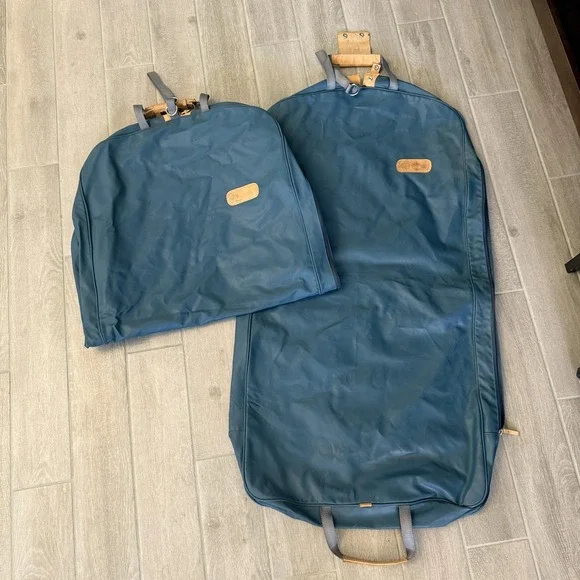 Jon Hart‎ Design Coated Canvas Navy Blue Garment Bag Set Travel Luggage OS