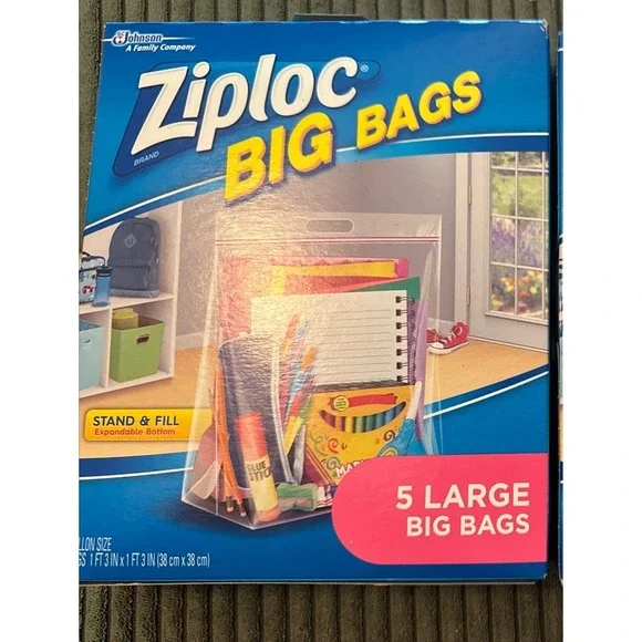 Ziploc Big Bags Large Size 3-Gallon Heavy Duty Zipper Storage 15
