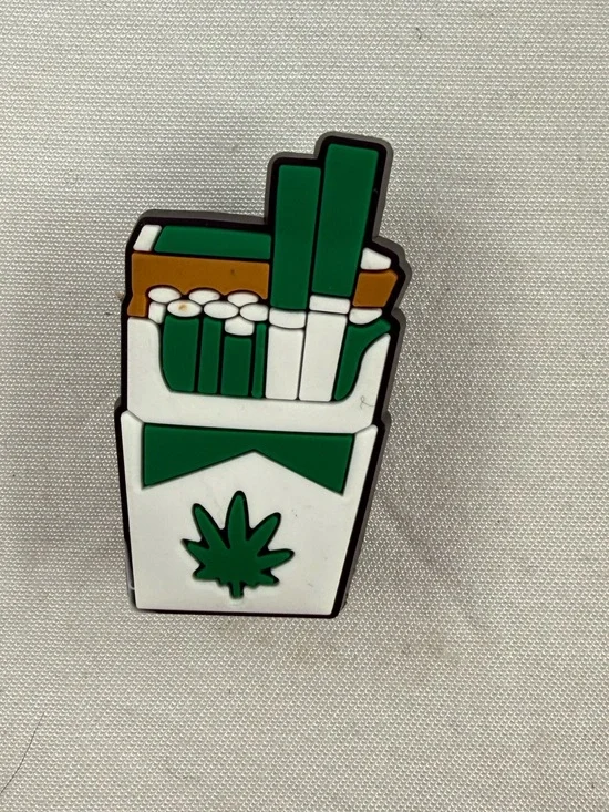 CROCS Green & White Cannabis Pack Enamel Shoe charm