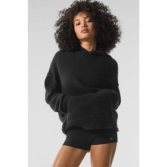 Alo Yoga Women’s Black Cashmere New Class Hoodie, Size M, NWT retail $389